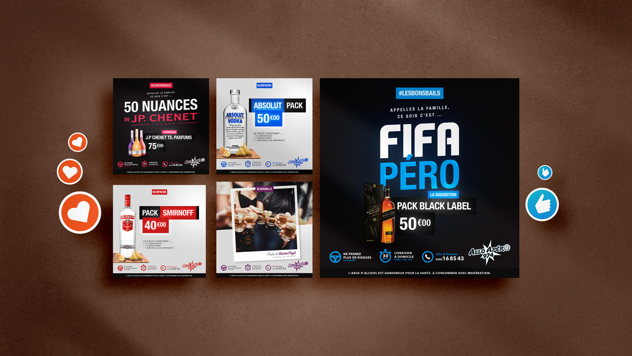 Design de publications Facebook pour Allo Apéro
