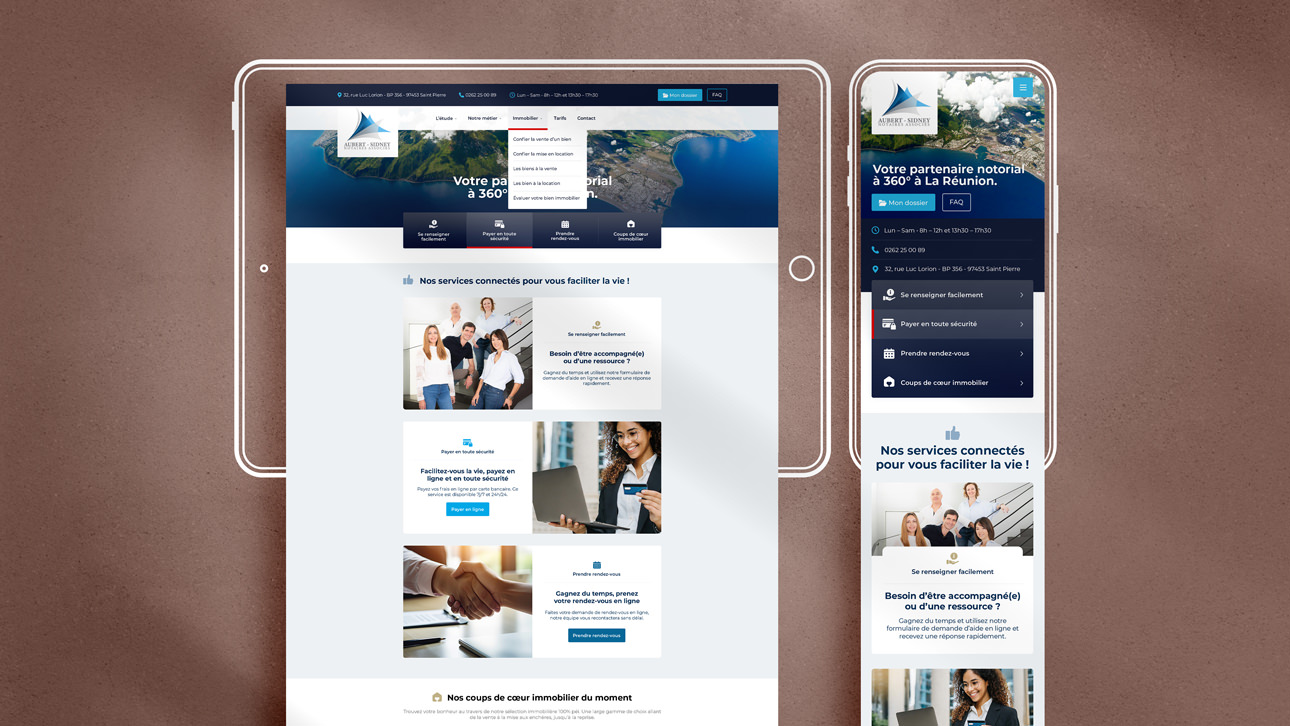 Design d'interface web pour Aubert Sidney