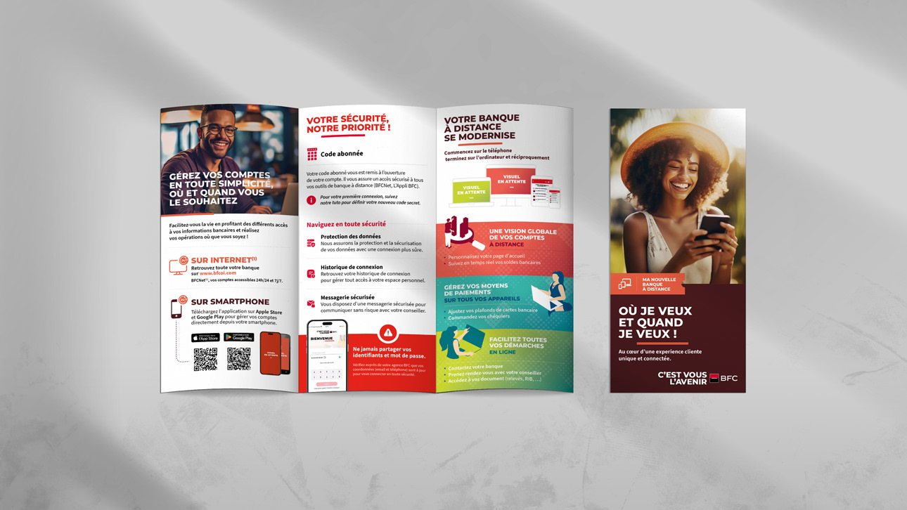Dépliant 3 volets pour la banque societé générale - BFC OI