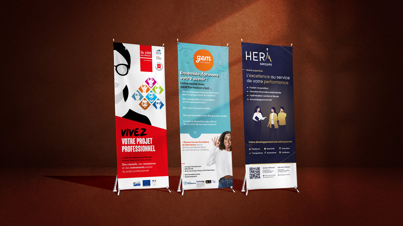 Création de kakémonos pour plusieurs marques