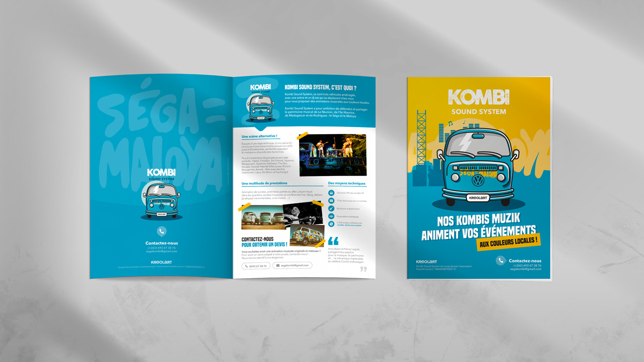 Plaquette commerciale pour l'association Kombi Sound System de Kréol Art
