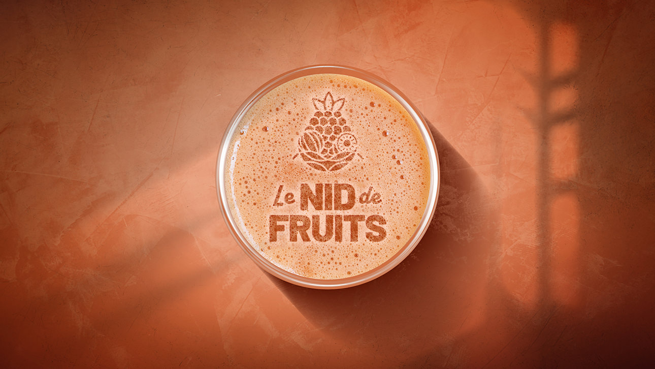 Logo typographique pour le nid de fruits, un restaurant