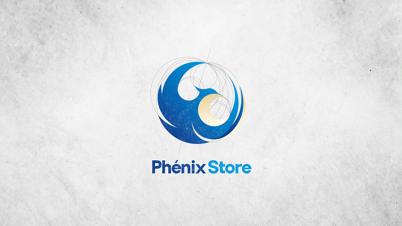Logo iconographique et typographique pour Phenix Store, distributeur high-tech à La Réunion