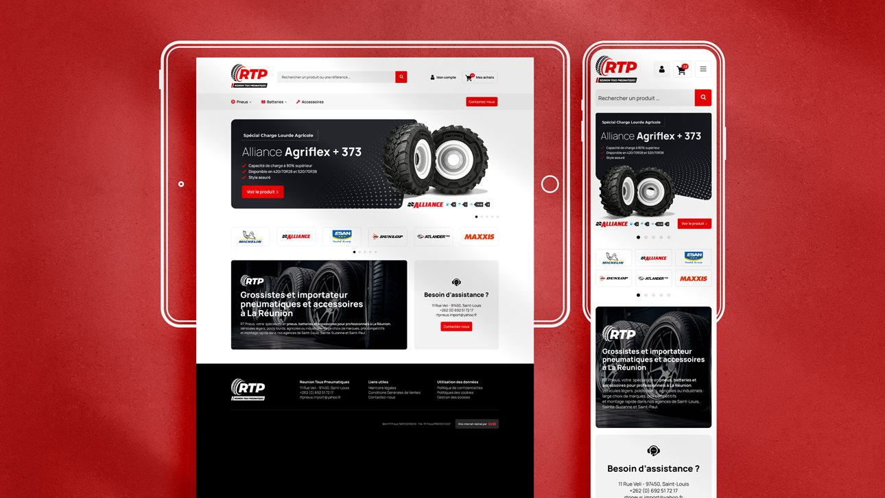 Design d'interface web pour RT Pneus